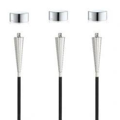 ORCHOS Stainless Steel Outdoor Garden Torch - Cone - Polished + Caps Set Of 3