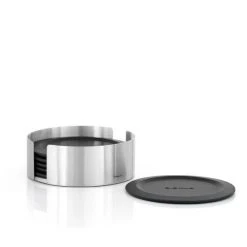 LARETO Kitchen Coasters With Stainless Steel Holder - Round