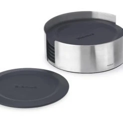 LARETO Kitchen Coasters With Stainless Steel Holder - Round
