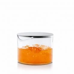 BASIC Kitchen Glass Condiment Server With Stainless Steel Lid