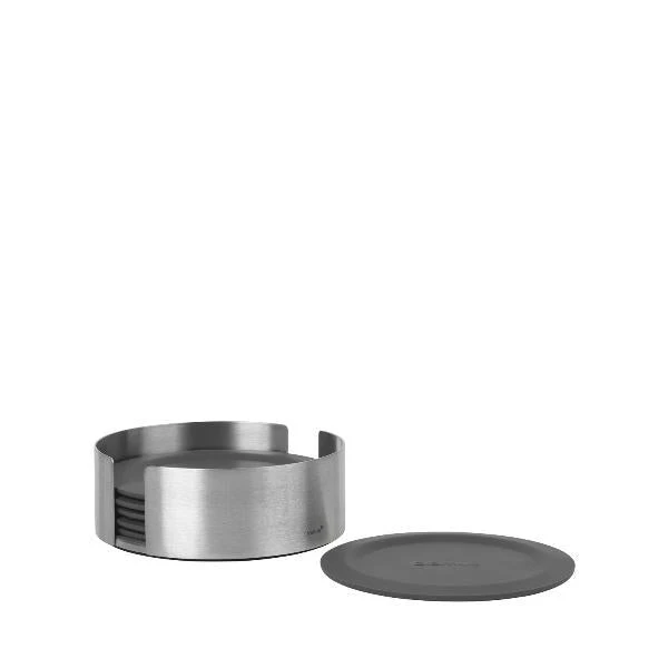 LARETO Kitchen Coasters With Stainless Steel Holder - Round 8 LARETO Kitchen Coasters With Stainless Steel Holder - Round