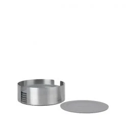 LARETO Kitchen Coasters With Stainless Steel Holder - Round 15 LARETO Kitchen Coasters With Stainless Steel Holder - Round