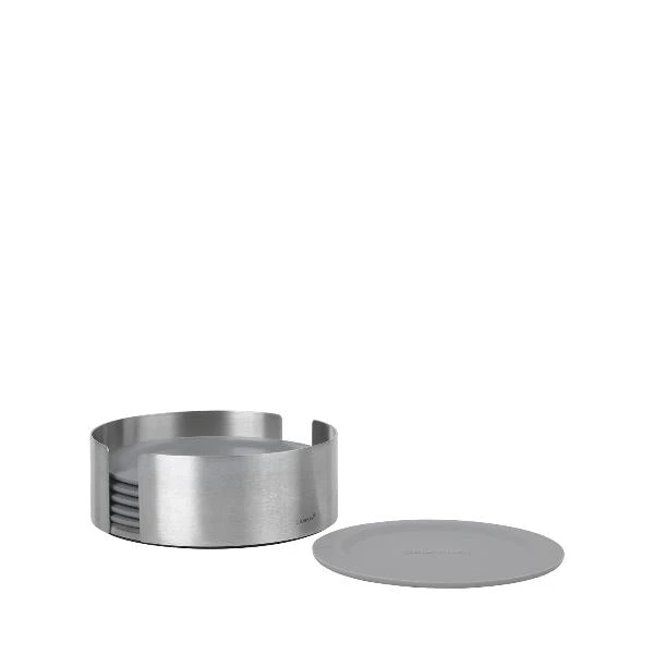 LARETO Kitchen Coasters With Stainless Steel Holder - Round 6 LARETO Kitchen Coasters With Stainless Steel Holder - Round