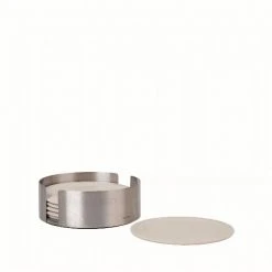 LARETO Kitchen Coasters With Stainless Steel Holder - Round 12 LARETO Kitchen Coasters With Stainless Steel Holder - Round