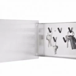 VELIO Glass Magnet Board W/Key Box - White Or Grey- 11.8 X 7.9 Inches The Clean Look Of All White