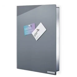VELIO Glass Magnet Board W/Key Box - White Or Grey - 11.8 X 15.8 Inches The Clean Look Of All White