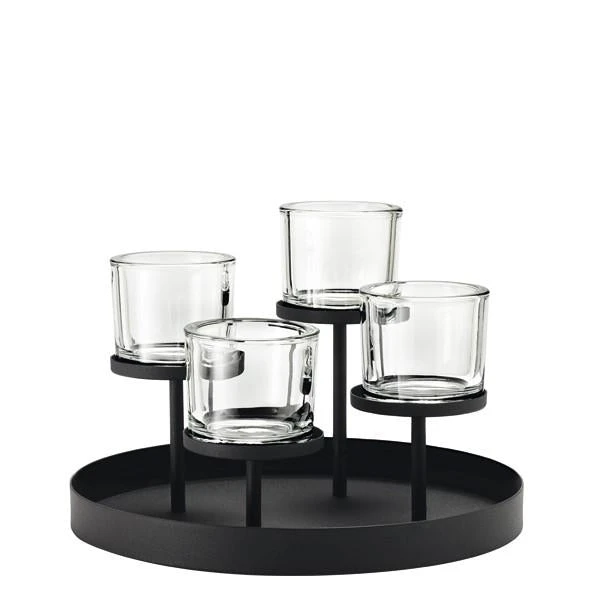 NERO Tealight Holder With Round Tray Base 2 NERO Tealight Holder With Round Tray Base