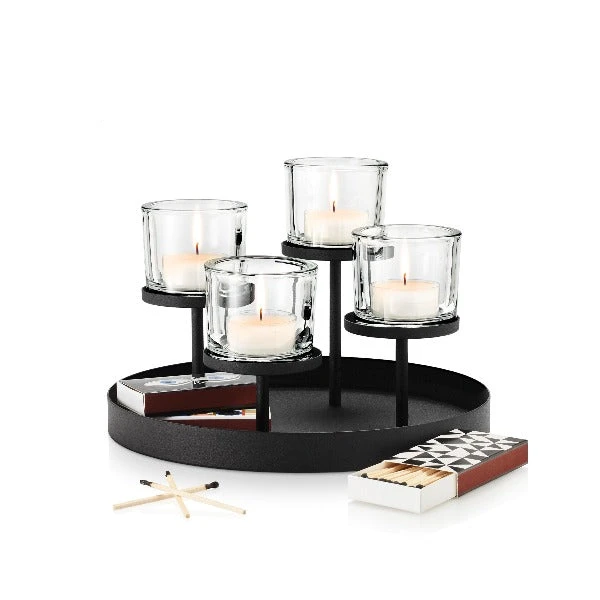 NERO Tealight Holder With Round Tray Base 1 NERO Tealight Holder With Round Tray Base