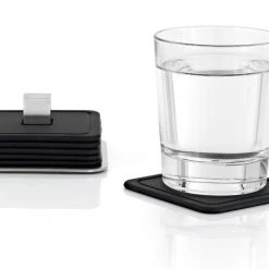 TRAYAN Kitchen Coasters With Stainless Steel Holder - Square