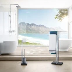 MENOTO Toilet Butler With Short Brush Holder - 1 Roll Polished Bath