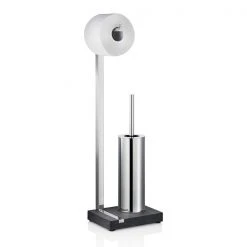 MENOTO Bath Toilet Butler With Tall Brush Holder - 1 Roll Polished