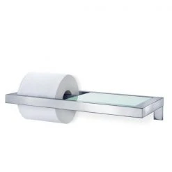MENTO Bath Wall Mounted Toilet Paper Holder - W/Glass Shelf - Menoto