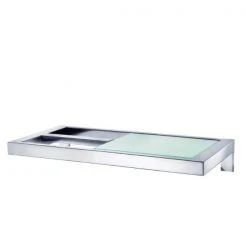 MENTO Bath Wall Mounted Toilet Paper Holder - W/Glass Shelf - Menoto