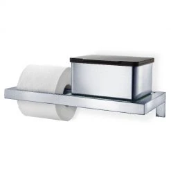 MENTO Bath Wall Mounted Toilet Paper Holder - W/Glass Shelf - Menoto