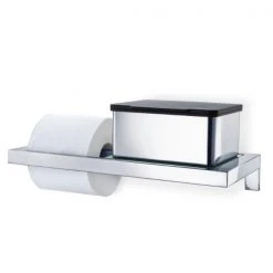MENTO Endlessly Versatile, Small Space Friendly Wall Mounted Toilet Paper Holder - W/Glass Shelf - Polished - Menoto